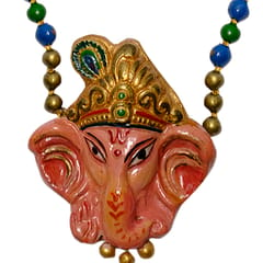 GANESHA ENGRAVED DESIGN TERRACOTTA NECKLACE SET