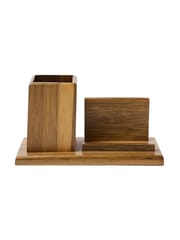 Tisser Artisans Bamboo crafted pen stand for desk d�cor