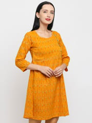 Tisser Embroidery  Ikat A-Line Midi Yellow