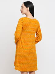 Tisser Embroidery  Ikat A-Line Midi Yellow