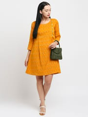 Tisser Embroidery  Ikat A-Line Midi Yellow