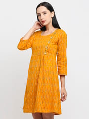 Tisser Embroidery  Ikat A-Line Midi Yellow