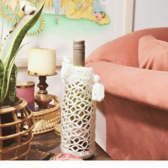 Elegant Wine Bottle Holder Hand Crochet