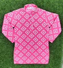 Pink Ikat print cotton Kurta for boys