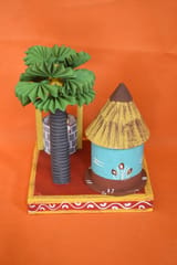Kondapalli Wooden Village House Set(Hut, Well & Tree) Showpiece