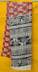 Red And Black Kalamkari Dupatta VMM15