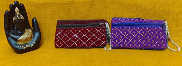 Marron and Violet Velvet Cloth Mobile Pouches Combo 5