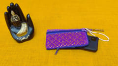 Marron and Violet Velvet Cloth Mobile Pouches Combo 5