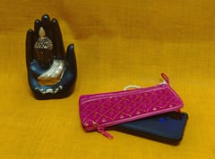 Pink and Black Velvet Cloth Mobile Pouches Combo 6