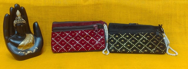 Marron and Black Velvet Cloth Mobile Pouches Combo 8