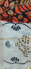 Black and White Kalamkari Zari Cotton Dupatta 002