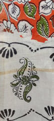 White Kalamkari Zari Cotton Dupatta 007