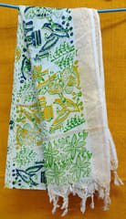 White Kalamkari Zari Cotton Dupatta 008