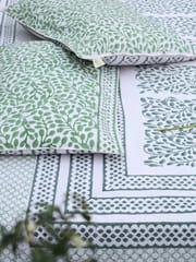 Refreshing Green and White King Size Bed Sheet Set