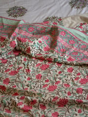 Pink and White Reversible Cotton Dohar