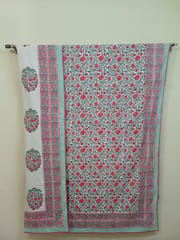 Pink and White Reversible Cotton Dohar