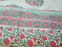 Pink and White Reversible Cotton Dohar