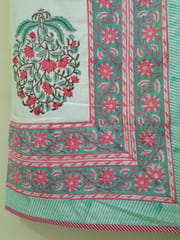 Pink and White Reversible Cotton Dohar