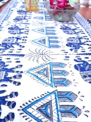 Indigo Elephant Design Pure Cotton Table Linen Set