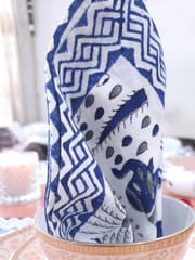 Indigo Elephant Design Pure Cotton Table Linen Set