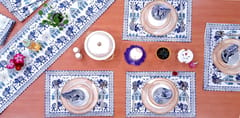 Indigo Elephant Design Pure Cotton Table Linen Set