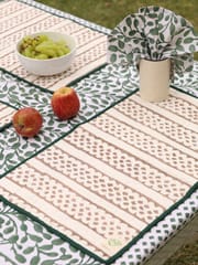 Reversible Organic Cotton Placemats, set of 4, Abstract Leaf Design