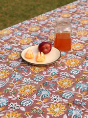 Brown Floral Orgaic Cotton Table Cover