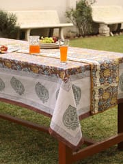 Brown Floral Orgaic Cotton Table Cover