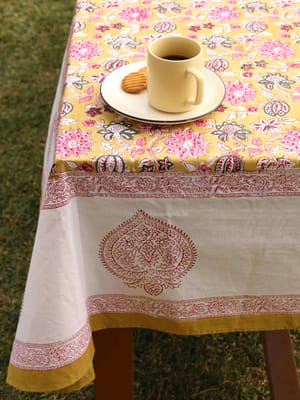 Ethnic Ochre 6-seater Dining Table Cover
