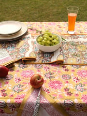 Elegant Organic Cotton Table Runner - Yellow and Brown