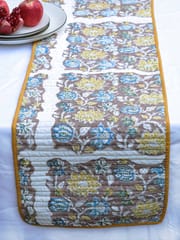 Elegant Organic Cotton Table Runner - Yellow and Brown