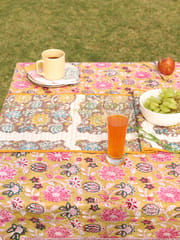 Elegant Organic Cotton Table Runner - Yellow and Brown