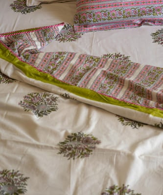 Exquisite Pink and Green Cotton Dohar