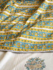 Contemporary Peach and Turquoise Cotton Dohar