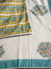 Contemporary Peach and Turquoise Cotton Dohar