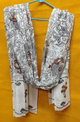 Kalamkari White and Black Cotton Dupatta 004