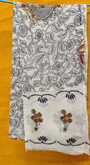 Kalamkari White and Black Cotton Dupatta 004