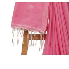 Tisser Jhilmil Khadi Saree with Attached Blouse Piece (Pink)