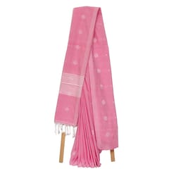 Tisser Jhilmil Khadi Saree with Attached Blouse Piece (Pink)