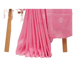 Tisser Jhilmil Khadi Saree with Attached Blouse Piece (Pink)