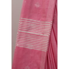 Tisser Jhilmil Khadi Saree with Attached Blouse Piece (Pink)