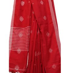 Tisser Jhilmil Khadi Saree with Attached Blouse Piece (Red)