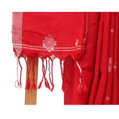 Tisser Jhilmil Khadi Saree with Attached Blouse Piece (Red)