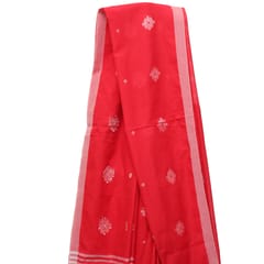 Tisser Jhilmil Khadi Saree with Attached Blouse Piece (Red)