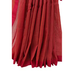 Tisser Khadi Hand-painted Saree with Attached Blouse Piece (Red)