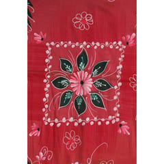 Tisser Khadi Hand-painted Saree with Attached Blouse Piece (Red)