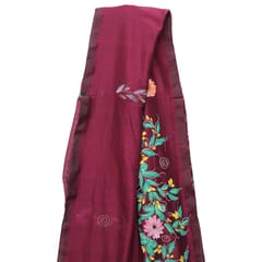 Tisser Khadi Hand-painted Saree with Attached Blouse Piece (Purple)