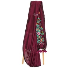 Tisser Khadi Hand-painted Saree with Attached Blouse Piece (Purple)