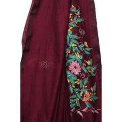 Tisser Khadi Hand-painted Saree with Attached Blouse Piece (Purple)