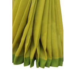 Tisser Khadi Hand-painted Saree with Attached Blouse Piece (Parrot Green)